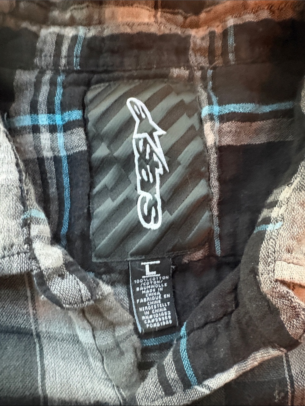 Alpinestars Black and Gray Plaid Button-Down Shirt - Picture 2 of 4